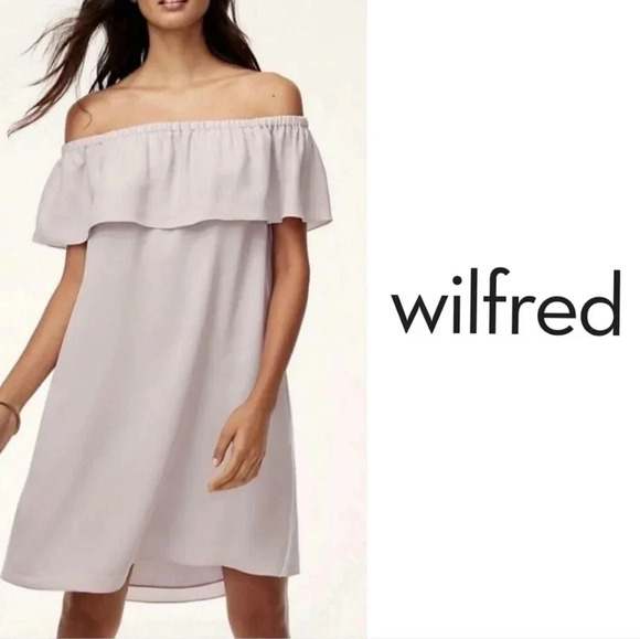 Aritzi Wilfred Aritzia Neuchatel Off Shoulder Floral Print Mini Dress Dusty Pink - Picture 2 of 15